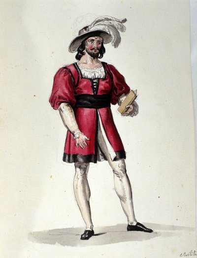 奥地利作曲家弗朗茨·沙维尔·苏斯迈尔（Franz Xaver Sussmayr，1766-1803 年）的芭蕾舞剧《Il noce di Benevento》中演绎 Virilite 的角色。 19 世纪的插图 作者 未知艺术家
