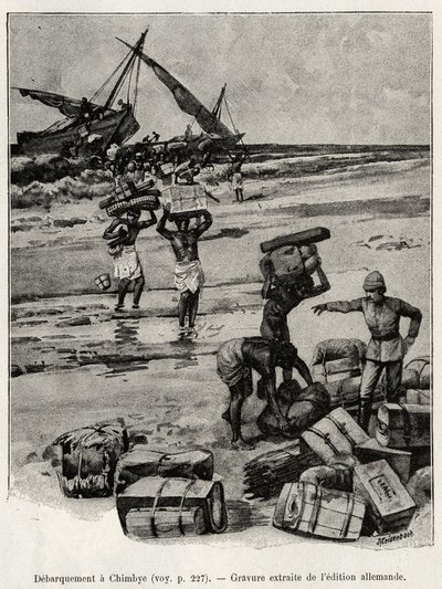彼得斯探险队在钦比耶（坦桑尼亚）的登岸情况。彼得斯医生（1856-1918）的故事 "Au secours d