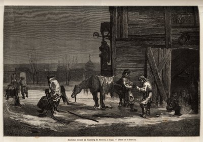 莫斯科郊外的狂热元帅。 Henriet 的绘画，以说明他在 1851-54 年间前往俄罗斯波罗的海省份的旅行。 雕刻在“Le tour du monde”，Edouard Charton 编辑 作者 未知艺术家