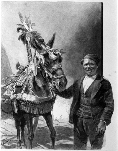 The harness of the donkey from the Sicilian tanks during traditional celebrations. Engraving of the 19th century 作者 未知艺术家