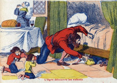妖怪发现了孩子们。Le Pepetit poucet》的插图，法国作家查尔斯-佩罗（1628-1703）的故事。匿名插图。图片来源：马塞尔-瓦涅，贾维尔-南希，无日期（19世纪末）。 作者 未知艺术家
