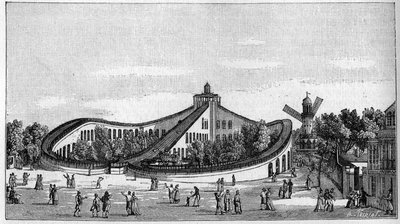 1821年在巴黎的博琼花园的过山车。在 "自然。科学及其在艺术和工业中的应用回顾"。1888 作者 未知艺术家