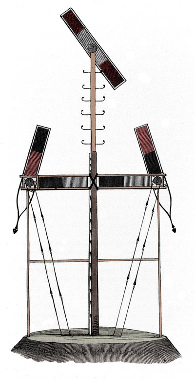 Claude Chappe (1763-1805) 的电报，法国工程师 - 19 世纪的雕刻 作者 未知艺术家