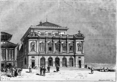 阿尔及利亚君士坦丁剧院，由建筑师保罗-让-吉翁（1838-1904）在1877年至1883年期间建造--剧院外部 作者 未知艺术家