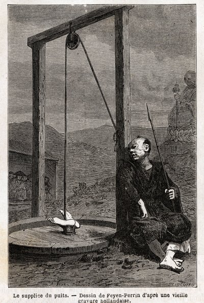 The torment of the well, the victim, head down, is hanged in a cistern, which is closed with boards to make it completely obscure, death does not lead to the supplicy until after about ten days, this torment was very used against Japanese Christians who re 作者 未知艺术家