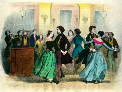The waltz: a ball in the middle class. 19th century lithography. 作者 未知艺术家