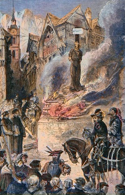 米歇尔-塞尔维特在日内瓦的酷刑(Michael Servetus) (Michel de Villeneuve) 西班牙医生和神学家(1511-1553) - Le torice de Michel Servet (Miguel Serveto) (1511-1553) 日内瓦，西班牙医生和神学家 雕刻版画 作者 未知艺术家