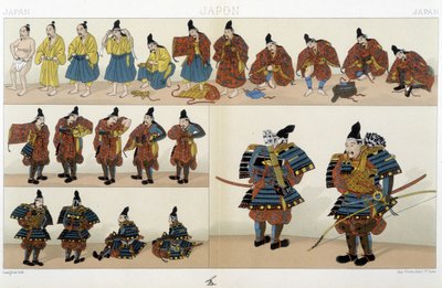 传统的日本武士服装--在Racinet的 "历史服装 "中 作者 未知艺术家