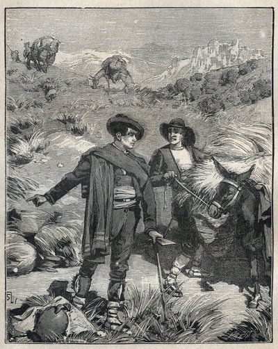 1838年，来自西班牙阿尔马格拉山脉的两名农民发现了Jaroso银矿。1885年阿道夫-比塔尔的 "艺术与测量图解 "中的版画。 作者 未知艺术家
