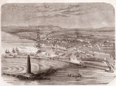 利沃诺的景色（利沃诺-托斯卡纳-托斯卡纳）--托斯卡纳--1860年版画 作者 未知艺术家