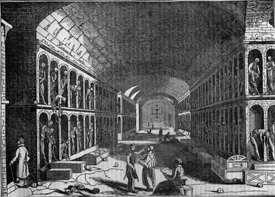19世纪的巴勒莫卡布奇尼公墓景观。(Cimitero dei Cappuccini, Palermo) 作者 未知艺术家