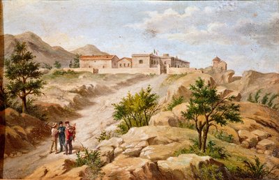 意大利爱国者和起义英雄朱塞佩-加里波第（1807-1882）在卡普雷拉（撒丁岛）的房子，加里波第在画面左边与两个农民在一起。十九世纪的匿名画作，罗马Risorgimento博物馆 作者 未知艺术家
