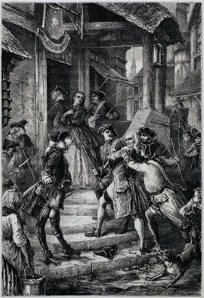伏尔泰（1694-1778）1753年在法兰克福被伟大的腓特烈二世下令逮捕--载于《法国史》，从最遥远的时代到1789年，由吉佐先生撰写。 作者 未知艺术家
