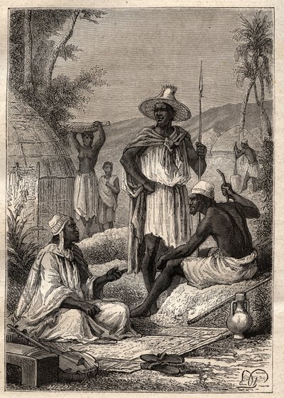 蒙哥-帕克（1771-1806）到乔利巴（尼日尔）的航行（1795年）：塞内加尔的土著人--插图来自 "18世纪的伟大航海家" 作者 Unknown artist