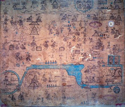与 Yacanex 领导的北方人民作战； Xolotl 的 Acolhua 酋长 Chiconquauthli 去世，Colhuacan 国王 Achitometl 的 Nopaltzin 继位。 奇奇梅克国家地图，从阿马奎·索洛特尔皇帝到内萨瓦尔科约特尔（963-142 年） 作者 未知艺术家