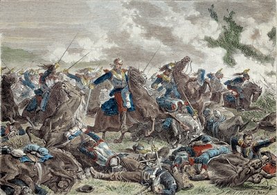 1870年战争：1870年8月6日见证德国胜利的Froeschwiller Woerth（Froeschwiller-Woerth）战役（或Reichshoffen战役）--19世纪的版画--巴黎，军事博物馆 作者 未知艺术家