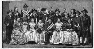 温迪克人的婚礼派对（Wends）--1897年的雕刻作品--温迪克人（居住在德国东部的斯拉夫民族）。 作者 未知艺术家