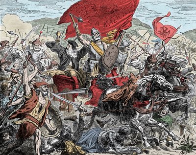 战斗中的吉斯卡--对胡赛特人的十字军东征（1420-1434）。扬-吉斯卡（1370-1424）在反对十字军东征的战斗中 - 作者 未知艺术家