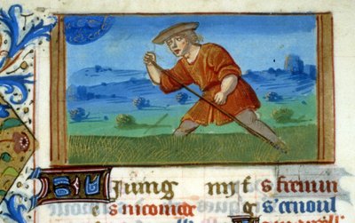 Zodiac Cancer and grass mowing - Miniature of the Middle Ages (ref. 137, 048v): Request for permission from the Municipal Library of Toulouse (tel: 05 62 27 66 66) 作者 未知艺术家