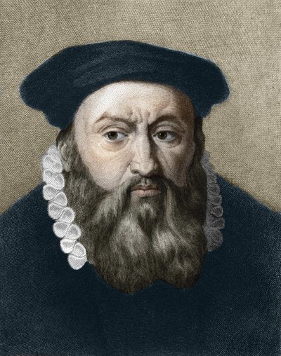 让-加尔文（1509-1564）的画像，法国宗教改革家和作家。 作者 未知艺术家