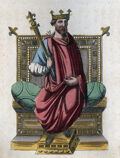 奥托一世又称奥托大帝（912-973）神圣罗马帝国皇帝（Otto I of the Holy Empire Otton the Great）的肖像--来自《Usi e Costumi di Tutti i Popoli dell Universo》的雕刻。或者说是《历史》。 作者 未知艺术家