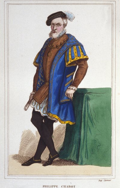 菲利普·德·夏博 (Philippe de Chabot) 的肖像，布里昂勋爵，法国海军上将（1480 年至 1543 年）。 1830 年的雕刻 作者 未知艺术家