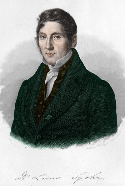 德国作曲家路易斯·斯波尔 (1784-1859) 的肖像。 作者 未知艺术家