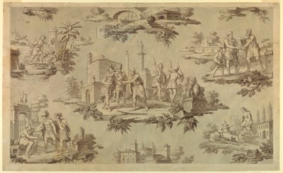 素描，棉布印花漫画：贝利萨尔的生活[La Vie de Bélisaire]，约 1820 年 作者 未知艺术家