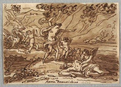 素描，《阿多尼斯之死》，1813-18 年 作者 未知艺术家