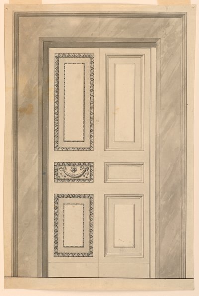 素描，折叠门的装饰，约 1780 年 作者 未知艺术家