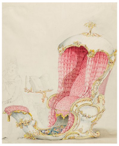 图纸，贵妃椅设计，约 1810 年 作者 未知艺术家