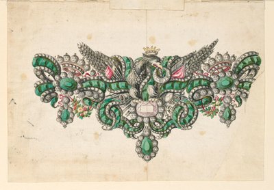 图纸，胸针设计，1740-50 年 作者 未知艺术家