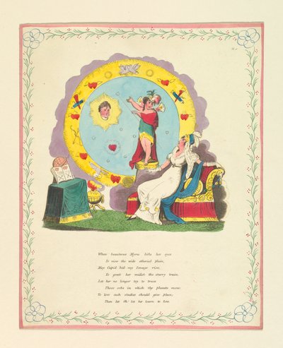 贺卡，"当美丽的迈拉......抬起她的眼睛......"，约 1822 年 作者 未知艺术家