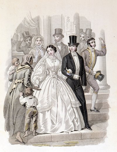 资产阶级婚礼，雕刻于 1860 年。 作者 未知艺术家