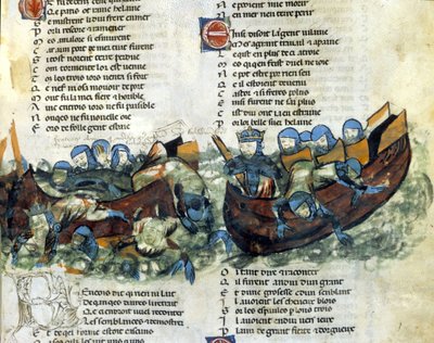 A naval battle. 13th century miniature 作者 未知艺术家
