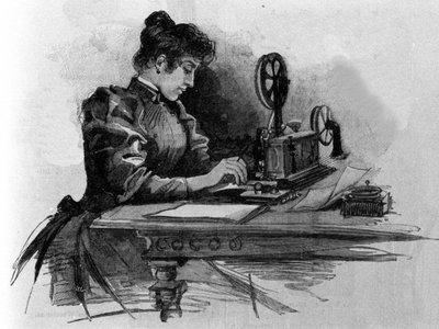 美国发明家Samuel Finley Breese Morse（1791- 1872）发明的电报员。19世纪的雕版画 作者 未知艺术家