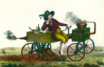 农业：1834 年用蒸汽机耕作的场景。1834 年的匿名雕刻。私人收藏 作者 未知艺术家