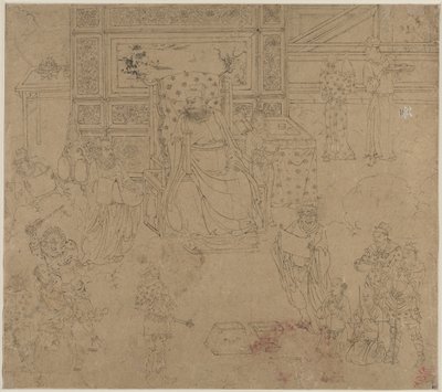 道教和佛教主题专辑：地狱之王第 34 片叶子 作者 未知艺术家