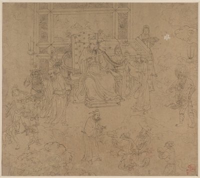 道教和佛教主题专辑：地狱之王第 36 片叶子 作者 未知艺术家