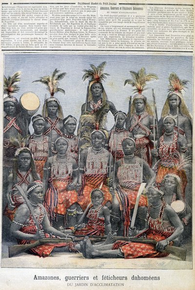 亚马逊人、战士和达荷马恋物癖者（来自今贝宁），来自适应环境的花园 - 1891 年 2 月 28 日的“小杂志” 作者 未知艺术家