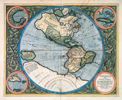 America sive India Nova, 摘自Gerhard Kremer Mercator的《Atlas sive cosmographe meditationes de fabrica mundi et fabricati figura》。 作者 未知艺术家