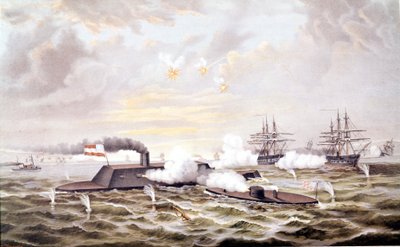 美国内战（1861 - 1865）：汉普顿路海战（弗吉尼亚州）3 月 8-09 日 作者 未知艺术家