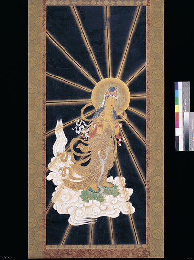 阿弥陀佛从天而降（蓝色宣纸颜料 作者 未知艺术家