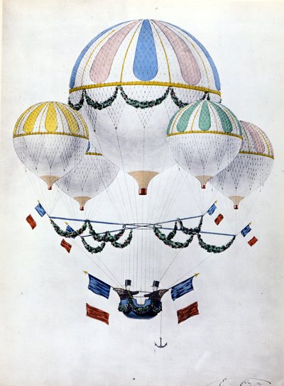 Eugène Godard (1827 - 1890) 的气球船队。 作者 未知艺术家