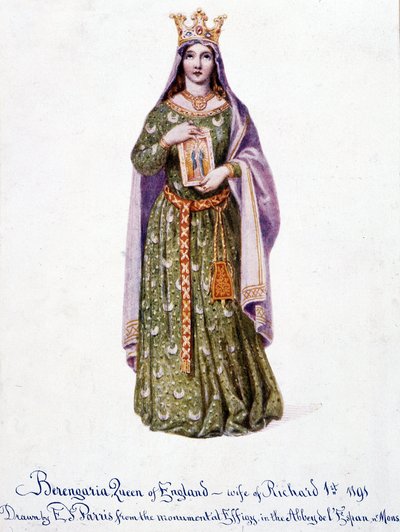 纳瓦拉的贝伦加利亚 (Berengaria of Navarre) 英格兰理查一世的妻子 - 纳瓦拉的贝朗格 (Berangere) - 英格兰女王贝伦盖尔 (Berengere)，理查一世 (Richard I) 的妻子 1191 作者 未知艺术家