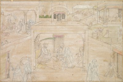 毕摩向占星师请教：《娜拉-达玛扬提》图画中的场景 作者 未知艺术家