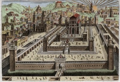 Royaumont 圣经，旧约：所罗门圣殿 - 所罗门在耶路撒冷建造圣殿 - 1811 年的插图 作者 未知艺术家