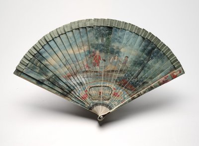 布里斯（Brisé）风扇，风景中有两对夫妇，约1700-25年 作者 未知艺术家