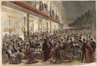 1869年夏日夜晚的大路边咖啡馆 - 巴黎 - 1869年夏日夜晚的大路边咖啡馆 作者 未知艺术家