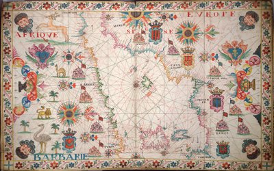 西地中海海图，约 1600 年（手稿） 作者 未知艺术家